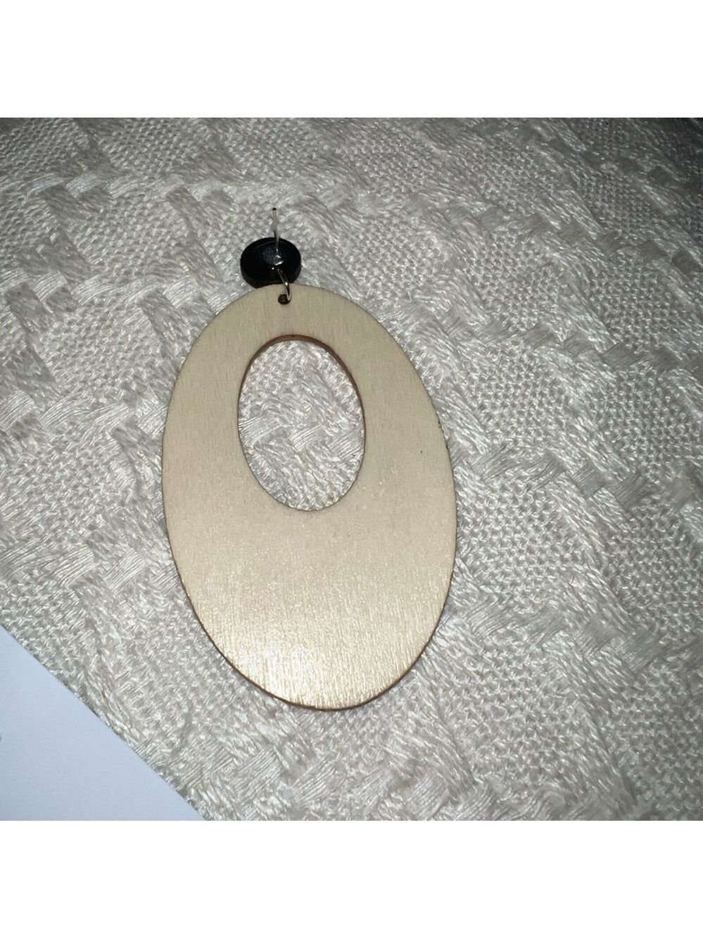 Leopard Print Wood Earrings Open Oval Lightweight Statement - Picture 5 of 6